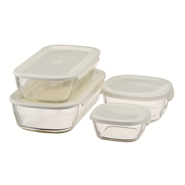 ハリオスタッキング耐熱ガラスコンテナ 4個セット