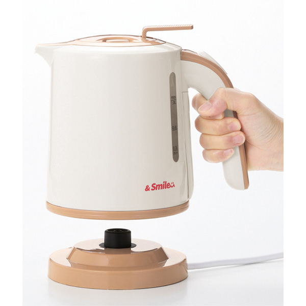 &smile　倒れてもこぼれにくい電気ケトル1L